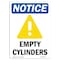 Signmission OSHA Notice, 7" Height, Empty Cylinders Sign With Symbol, 7" X 5", Portrait OS-NS-D-57-V-12024 - alternate 1
